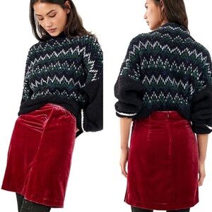 Anthropologie Velvet Mini Skirt